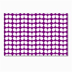 Purple And White Leaf Pattern Postcards 5  X 7  (pkg Of 10) by GardenOfOphir