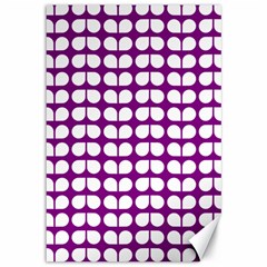 Purple And White Leaf Pattern Canvas 12  X 18  by GardenOfOphir