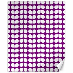 Purple And White Leaf Pattern Canvas 11  X 14  by GardenOfOphir