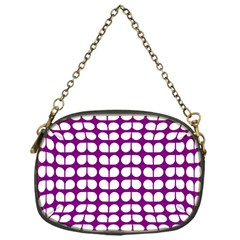 Purple And White Leaf Pattern Chain Purse (one Side) by GardenOfOphir