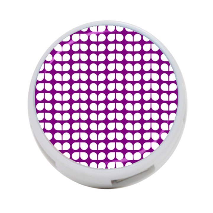 Purple And White Leaf Pattern 4-Port USB Hub (Two Sides)