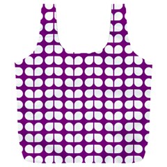 Purple And White Leaf Pattern Full Print Recycle Bag (xxxl) by GardenOfOphir