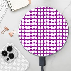 Purple And White Leaf Pattern Wireless Fast Charger(white) by GardenOfOphir