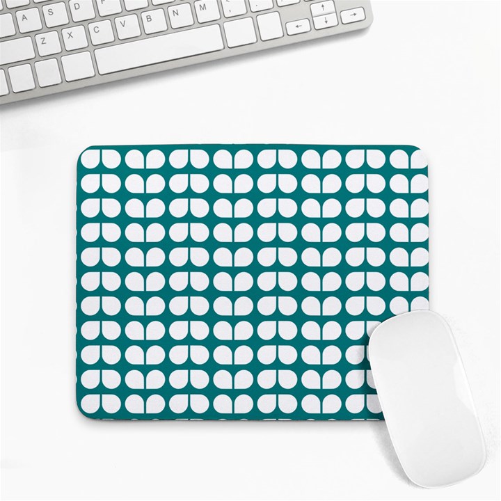 Teal And White Leaf Pattern Small Mousepad