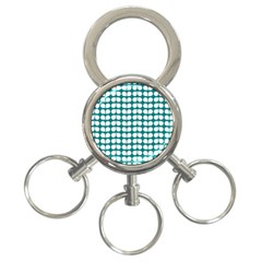 Teal And White Leaf Pattern 3-ring Key Chain by GardenOfOphir