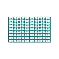 Teal And White Leaf Pattern Sticker Rectangular (100 Pack) by GardenOfOphir