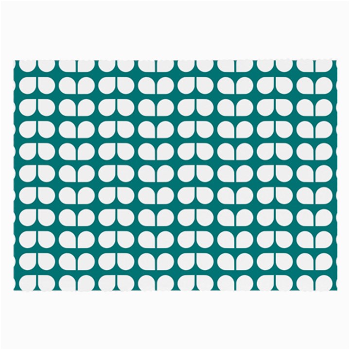 Teal And White Leaf Pattern Large Glasses Cloth