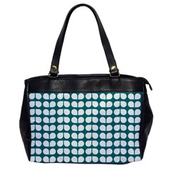 Teal And White Leaf Pattern Oversize Office Handbag by GardenOfOphir