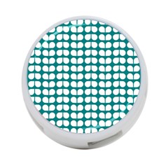 Teal And White Leaf Pattern 4-port Usb Hub (one Side) by GardenOfOphir