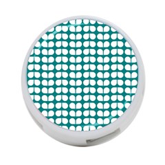 Teal And White Leaf Pattern 4-port Usb Hub (two Sides) by GardenOfOphir