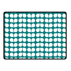 Teal And White Leaf Pattern Fleece Blanket (small) by GardenOfOphir