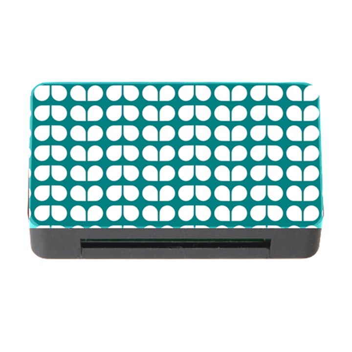 Teal And White Leaf Pattern Memory Card Reader with CF