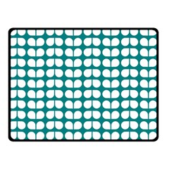 Teal And White Leaf Pattern Two Sides Fleece Blanket (small) by GardenOfOphir