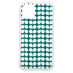 Teal And White Leaf Pattern Iphone 12 Mini Tpu Uv Print Case	 by GardenOfOphir