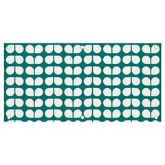 Teal And White Leaf Pattern Banner And Sign 4  X 2  by GardenOfOphir