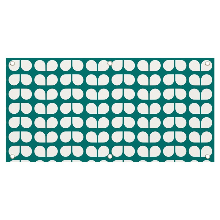 Teal And White Leaf Pattern Banner and Sign 4  x 2 