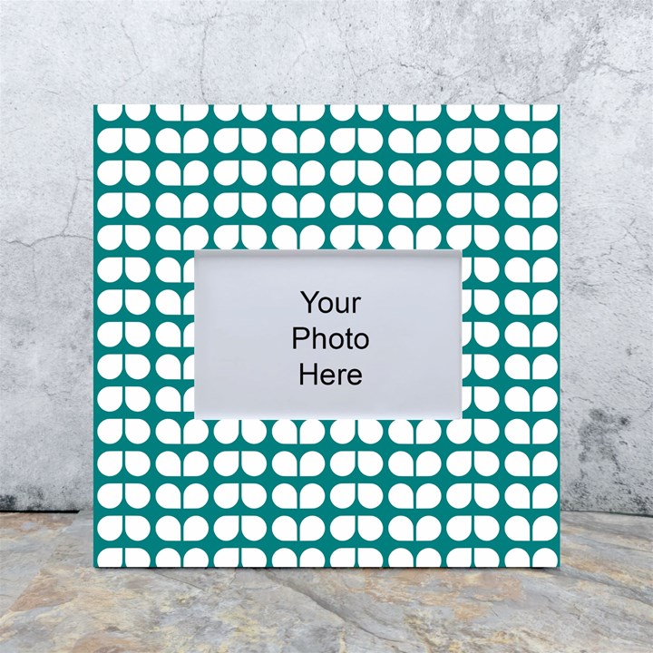 Teal And White Leaf Pattern White Box Photo Frame 4  x 6 