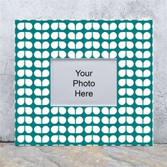 Teal And White Leaf Pattern White Wall Photo Frame 5  X 7  by GardenOfOphir