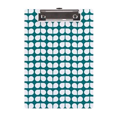 Teal And White Leaf Pattern A5 Acrylic Clipboard by GardenOfOphir