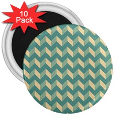 Modern Retro Chevron Patchwork Pattern 3  Magnets (10 Pack)  by GardenOfOphir