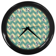 Modern Retro Chevron Patchwork Pattern Wall Clock (black) by GardenOfOphir