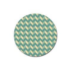 Modern Retro Chevron Patchwork Pattern Magnet 3  (round) by GardenOfOphir