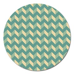 Modern Retro Chevron Patchwork Pattern Magnet 5  (round) by GardenOfOphir