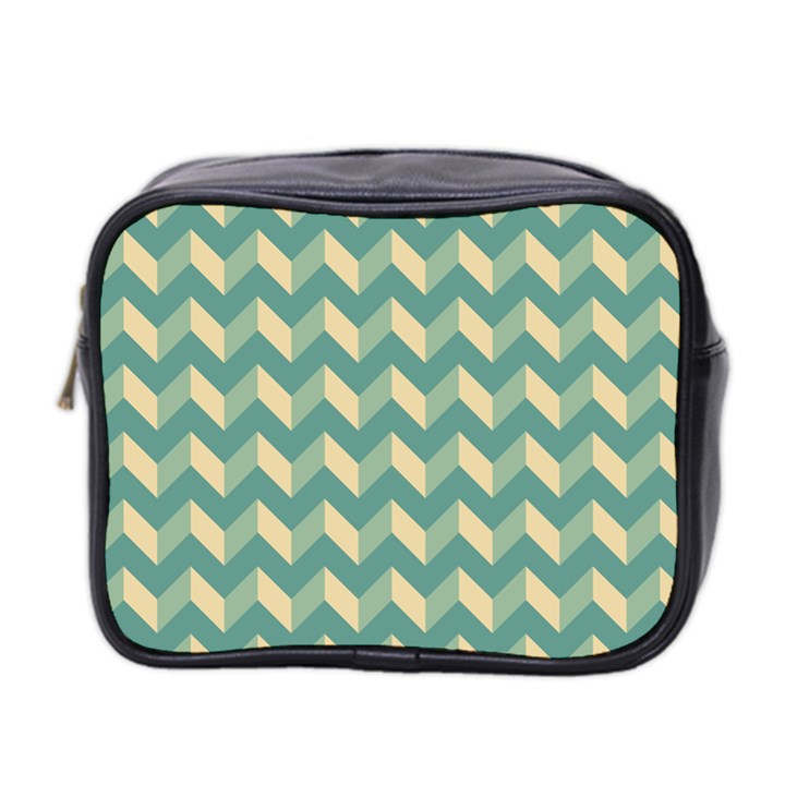 Modern Retro Chevron Patchwork Pattern Mini Toiletries Bag (Two Sides)