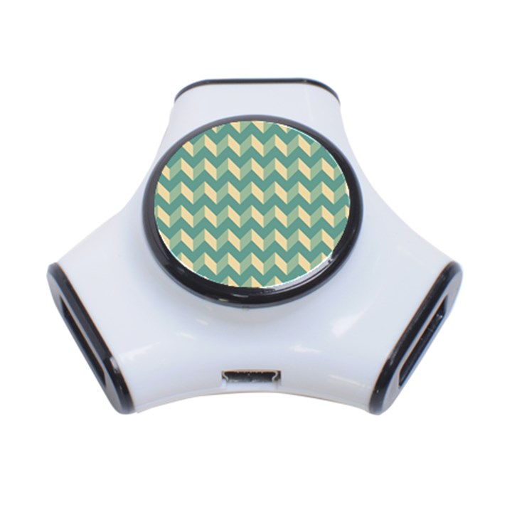 Modern Retro Chevron Patchwork Pattern 3-Port USB Hub