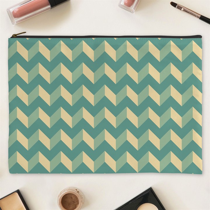 Modern Retro Chevron Patchwork Pattern Cosmetic Bag (XXXL)