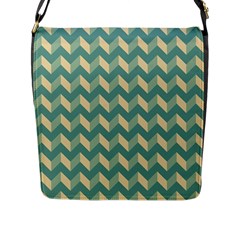 Modern Retro Chevron Patchwork Pattern Flap Closure Messenger Bag (l) by GardenOfOphir