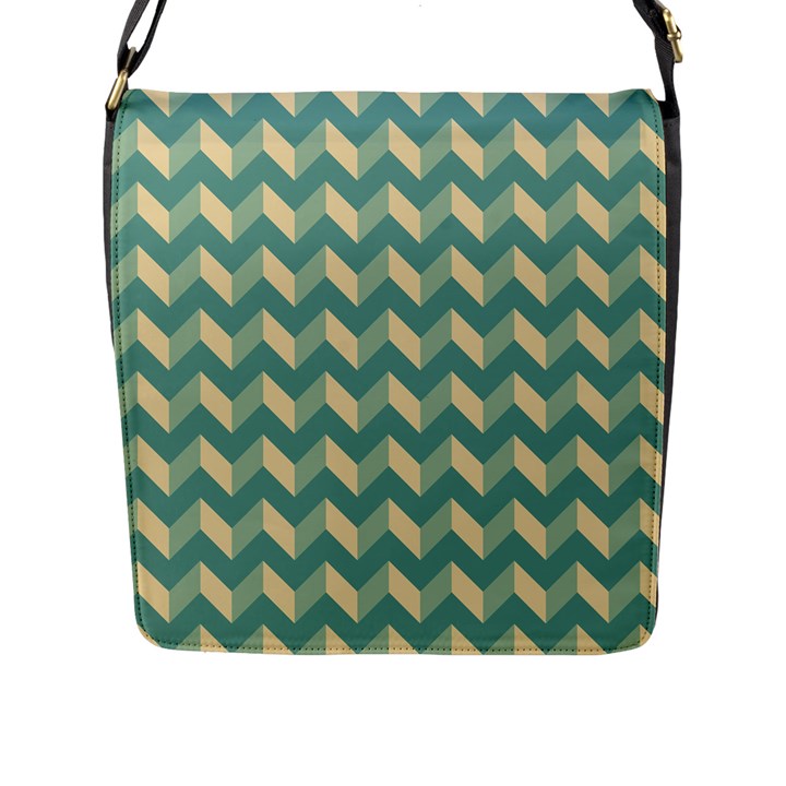 Modern Retro Chevron Patchwork Pattern Flap Closure Messenger Bag (L)