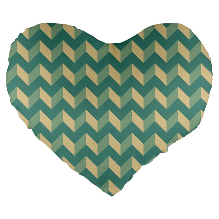 Modern Retro Chevron Patchwork Pattern Large 19  Premium Flano Heart Shape Cushions