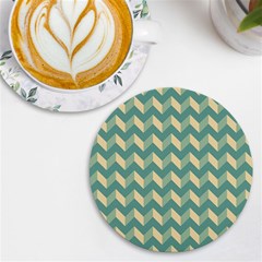 Modern Retro Chevron Patchwork Pattern Uv Print Round Tile Coaster by GardenOfOphir