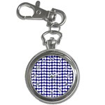 Blue And White Leaf Pattern Key Chain Watches Front