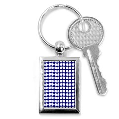 Blue And White Leaf Pattern Key Chain (rectangle) by GardenOfOphir