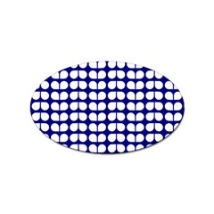 Blue And White Leaf Pattern Sticker Oval (10 pack)