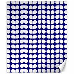 Blue And White Leaf Pattern Canvas 8  X 10  by GardenOfOphir