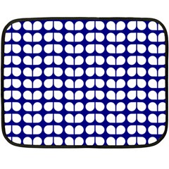 Blue And White Leaf Pattern Two Sides Fleece Blanket (Mini)