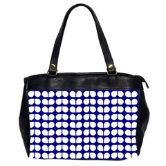 Blue And White Leaf Pattern Oversize Office Handbag (2 Sides)