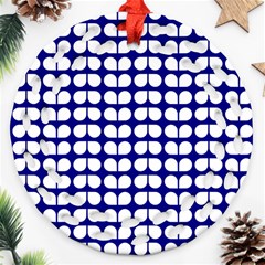 Blue And White Leaf Pattern Ornament (Round Filigree)