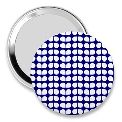 Blue And White Leaf Pattern 3  Handbag Mirrors by GardenOfOphir