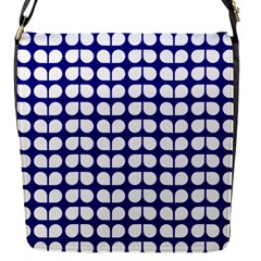 Blue And White Leaf Pattern Flap Closure Messenger Bag (S)