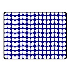 Blue And White Leaf Pattern Two Sides Fleece Blanket (Small)