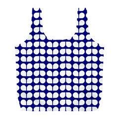 Blue And White Leaf Pattern Full Print Recycle Bag (L)