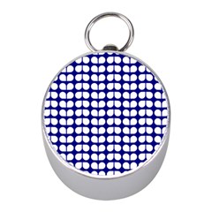 Blue And White Leaf Pattern Mini Silver Compasses by GardenOfOphir