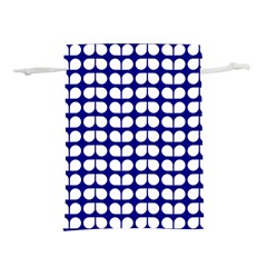 Blue And White Leaf Pattern Lightweight Drawstring Pouch (S)