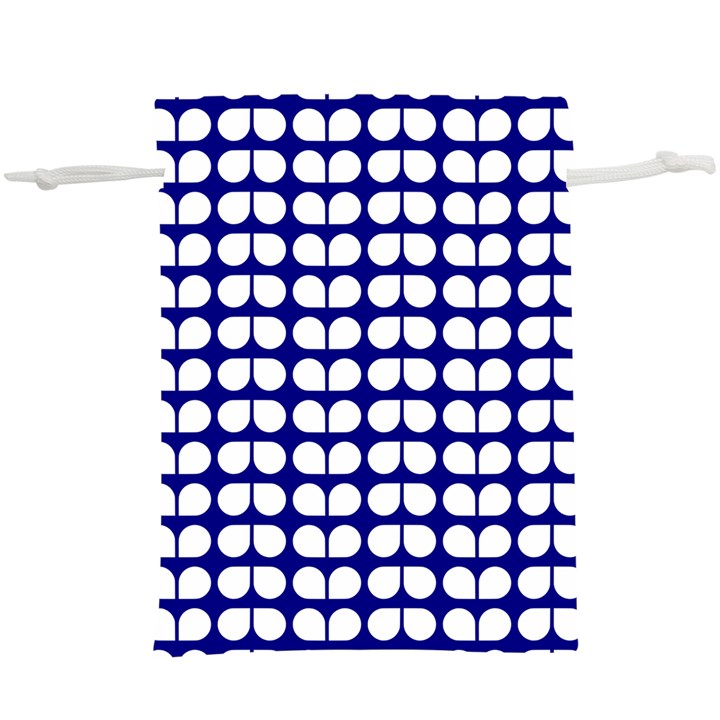 Blue And White Leaf Pattern Lightweight Drawstring Pouch (XL)