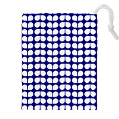 Blue And White Leaf Pattern Drawstring Pouch (4XL)