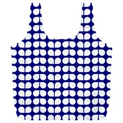 Blue And White Leaf Pattern Full Print Recycle Bag (XXXL)